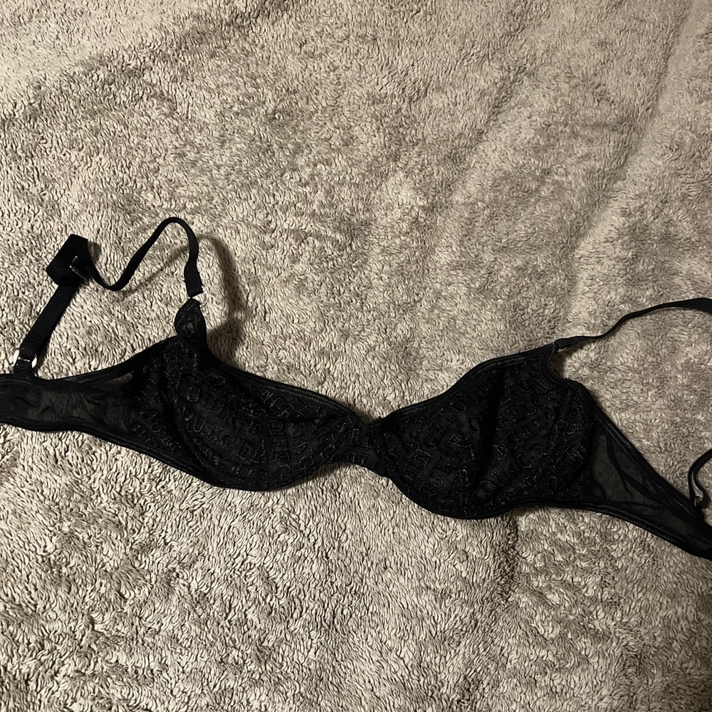 Lounge Underwear Black Mesh Logo Bra - Size 34A